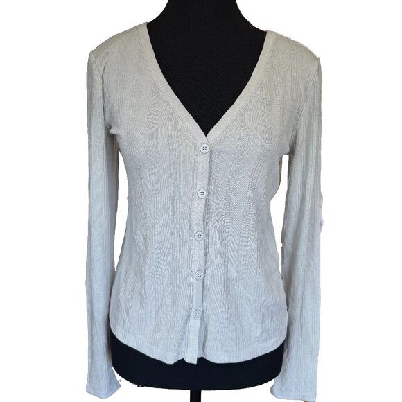 NWOT Sanctuary Knit Top Size S Mint Green Sage Button V-Neck Long Sleeve - Picture 1 of 5